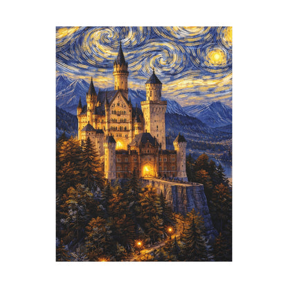 Neuschwanstein Castle Under a Starry Sky – Van Gogh Inspired canvas wall art, product image 14 of 56