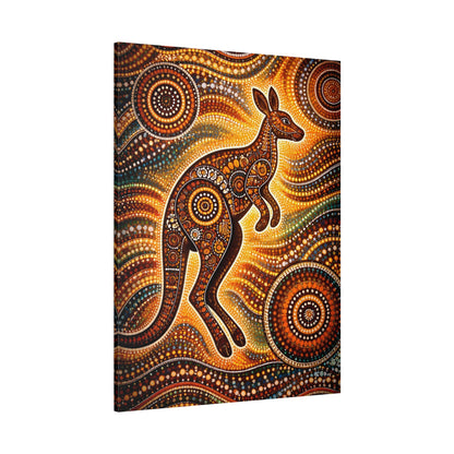 Kangaroo Aboriginal Dot Art Canvas Print – Warm Boho Wall Decor Canvas image 62