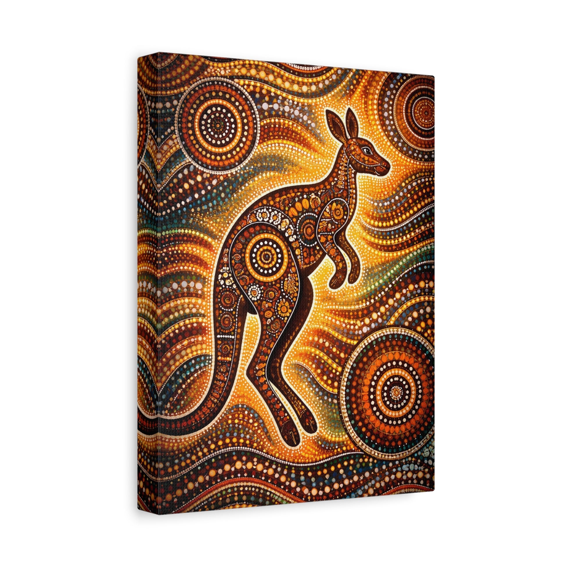 Kangaroo Aboriginal Dot Art Canvas Print – Warm Boho Wall Decor Canvas image 20