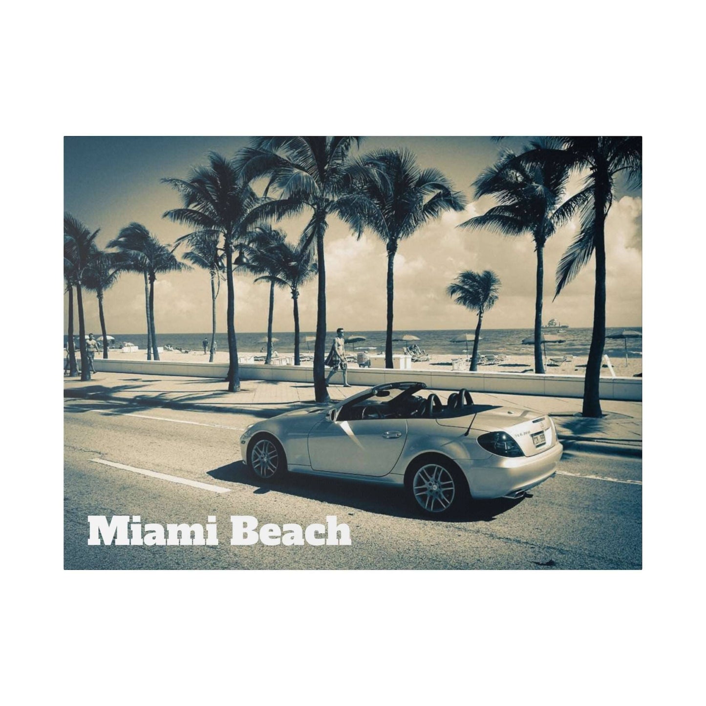 Miami Drive: Mercedes-Benz at Miami Beach Canvas Art