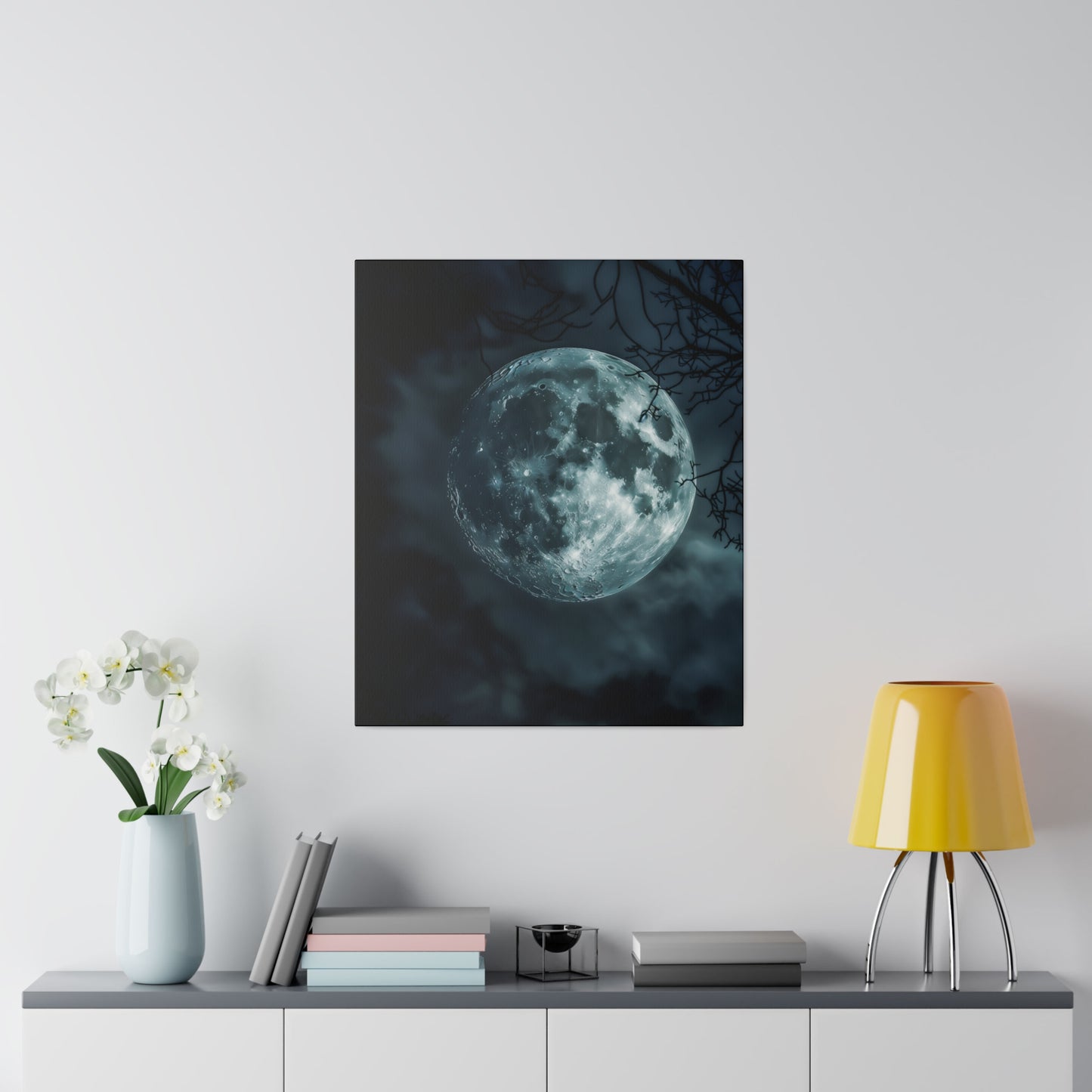 Lunar Whisper: Midnight Moon Canvas Art