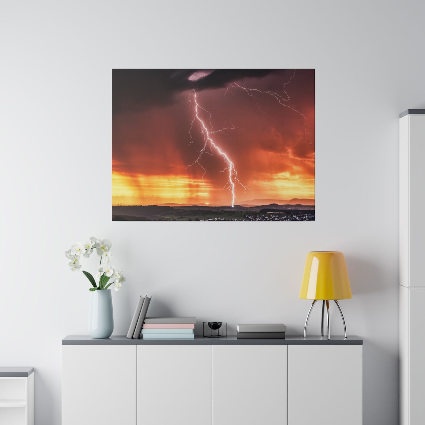 Electrifying Sunset Storm Abstract Art Canvas Wall Art