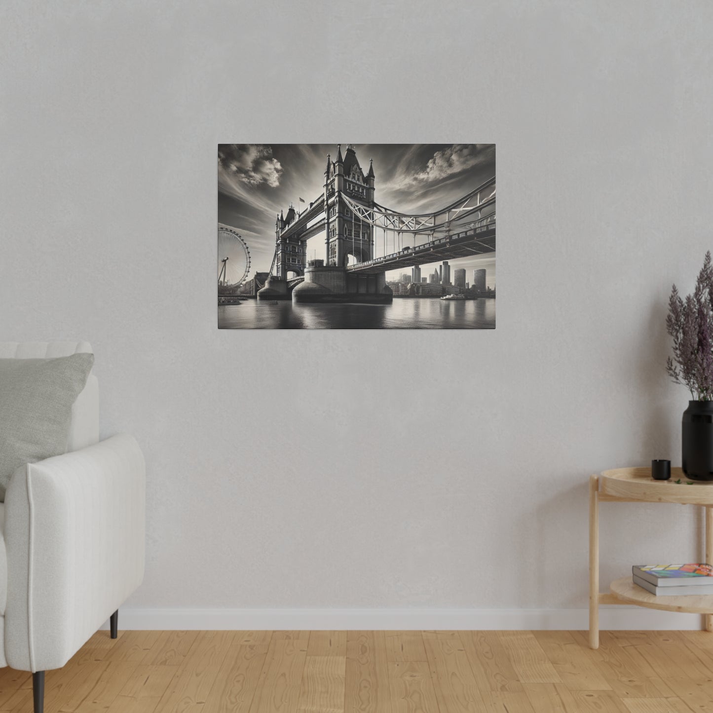 Black and White 4K Canvas: Hyper-Realistic London Bridge