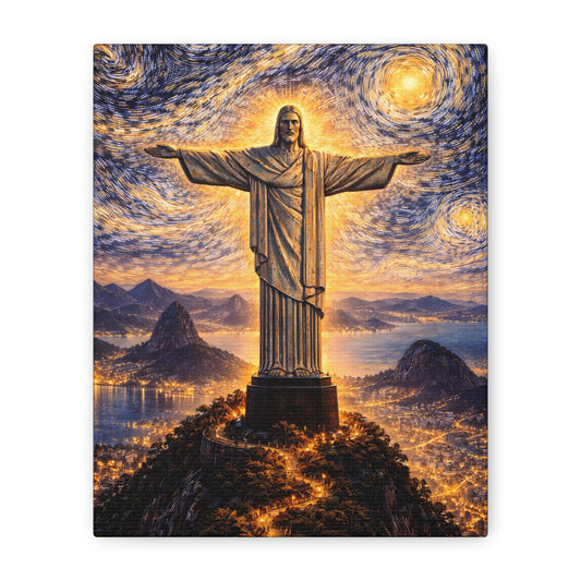 Christ the Redeemer Beneath a Starry Sky – Van Gogh Inspired canvas wall art, product image 1 of 64