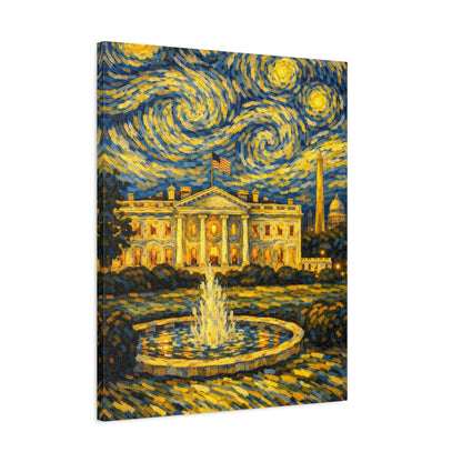 The White House Beneath a Starry Sky – Van Gogh Inspired Canvas Print in Van Gogh style canvas art, product image 51 of 68