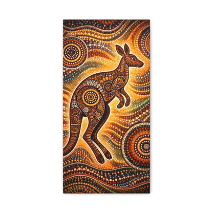 Kangaroo Aboriginal Dot Art Canvas Print – Warm Boho Wall Decor Canvas image 3