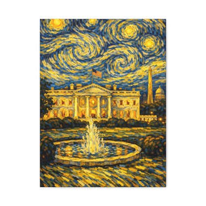 The White House Beneath a Starry Sky – Van Gogh Inspired Canvas Print in Van Gogh style canvas art, product image 9 of 68