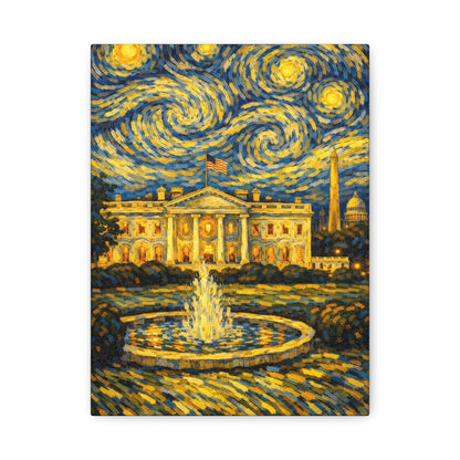 The White House Beneath a Starry Sky – Van Gogh Inspired Canvas Print in Van Gogh style canvas art, product image 2 of 68