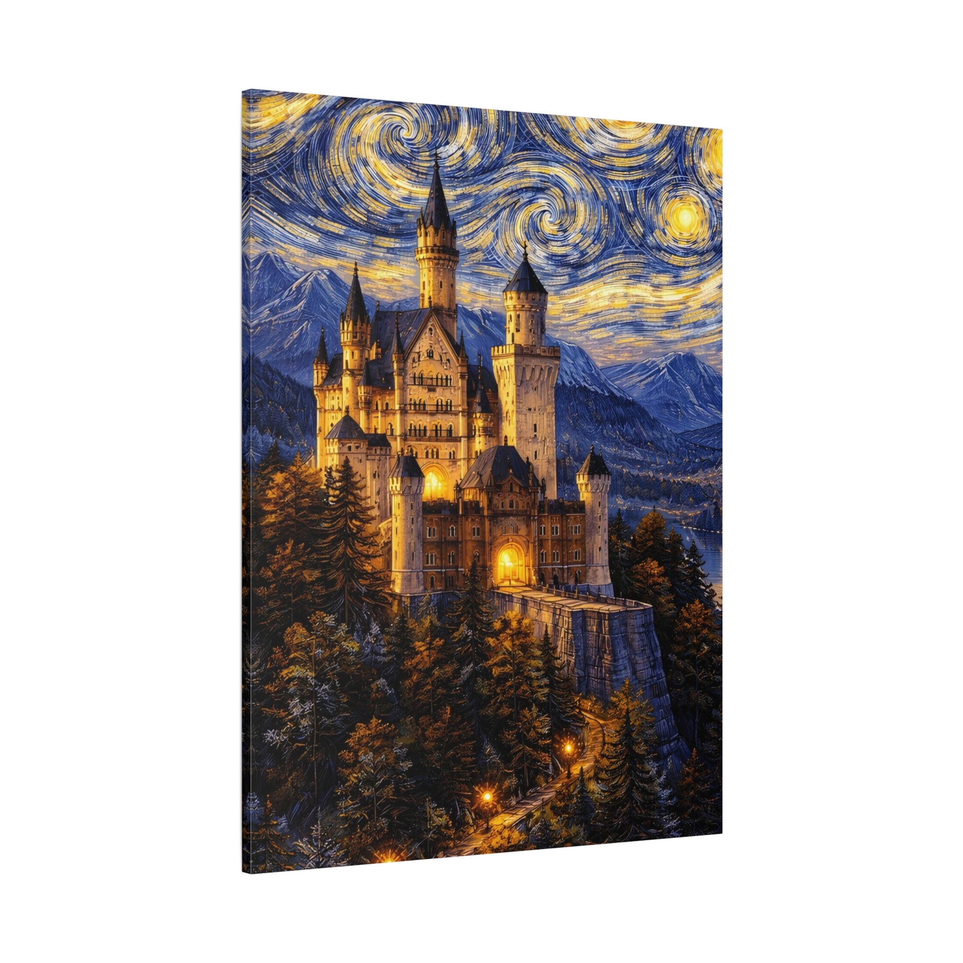 Neuschwanstein Castle Under a Starry Sky – Van Gogh Inspired canvas wall art, product image 54 of 56