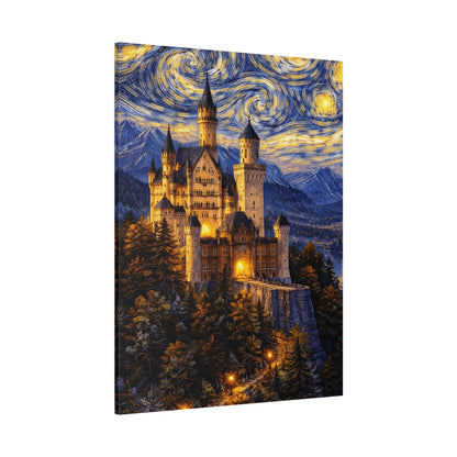 Neuschwanstein Castle Under a Starry Sky – Van Gogh Inspired canvas wall art, product image 54 of 56