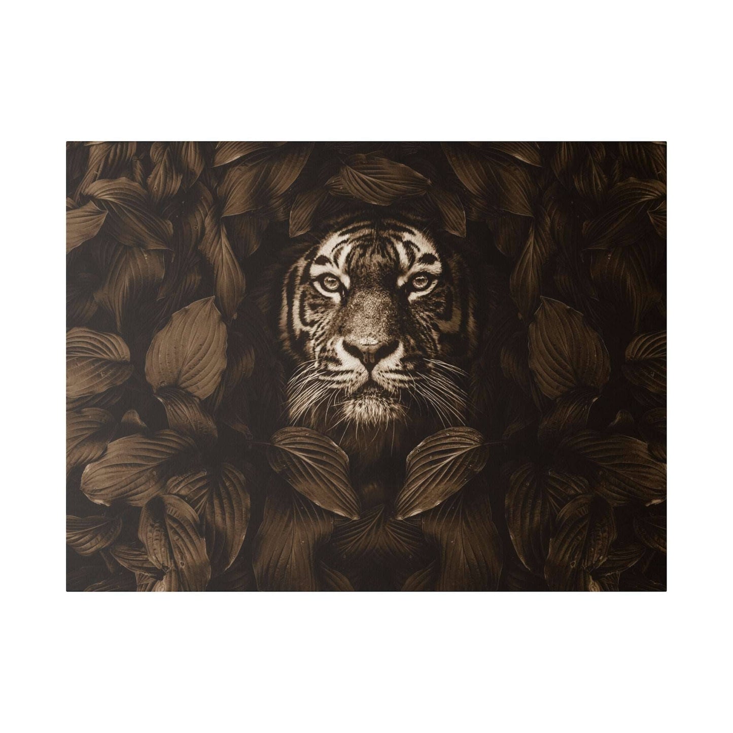 Majestic Tiger Canvas Art - Sepia Toned Jungle Elegance