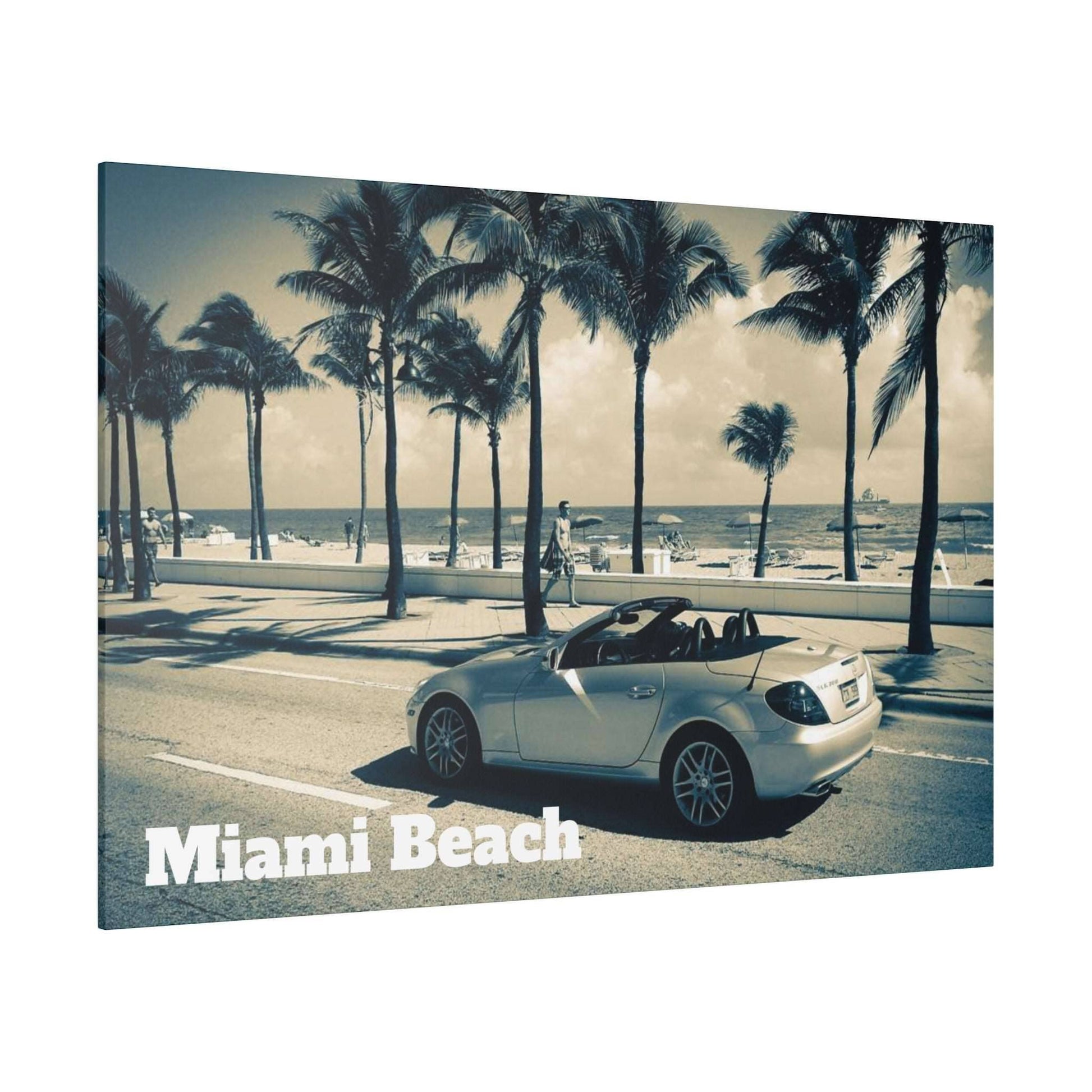 Miami Drive: Mercedes-Benz at Miami Beach Canvas Art