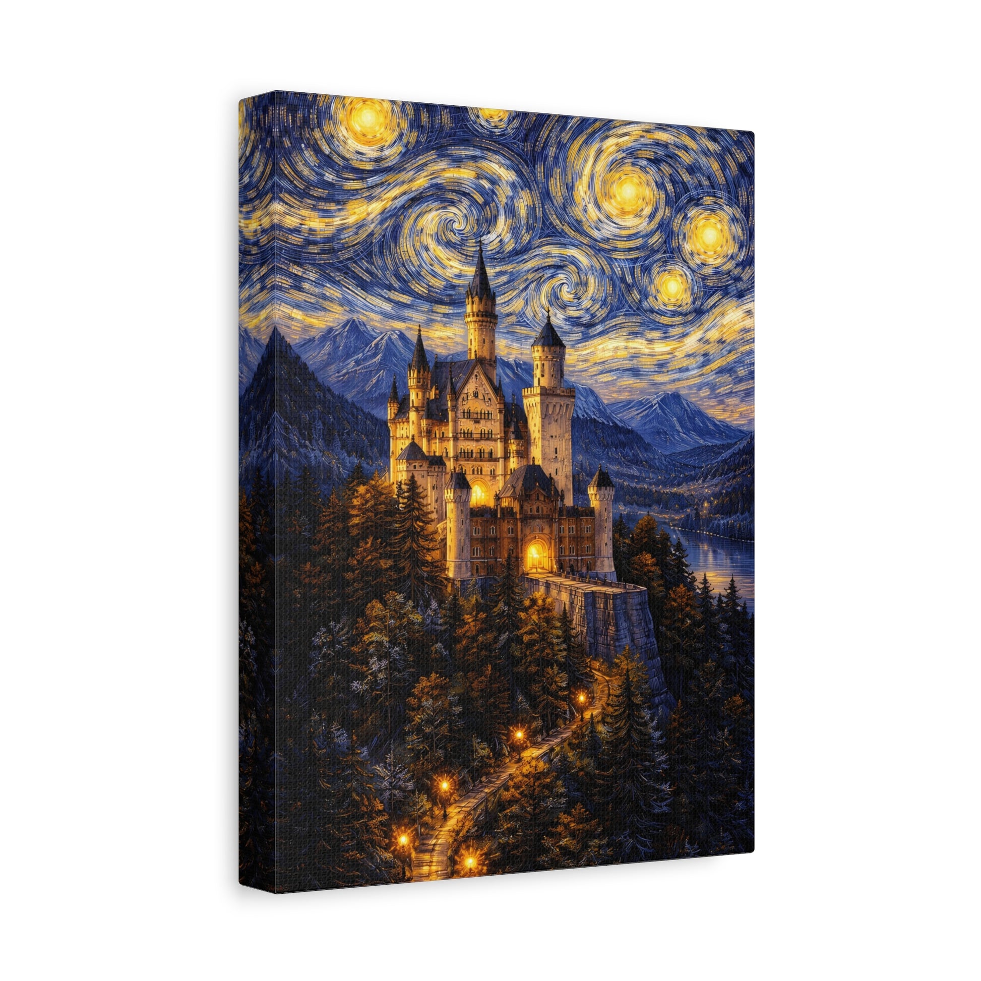 Neuschwanstein Castle Under a Starry Sky – Van Gogh Inspired canvas wall art, product image 18 of 56
