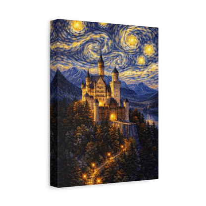 Neuschwanstein Castle Under a Starry Sky – Van Gogh Inspired canvas wall art, product image 18 of 56