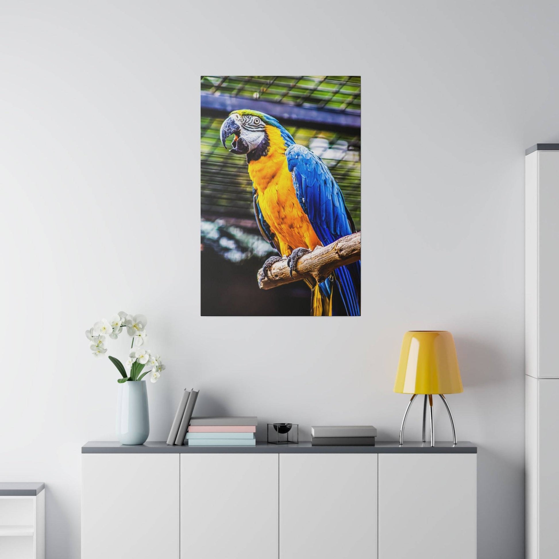 Vibrant Tropics: Macaw Parrot Canvas Print - A Splash of Jungle Colors