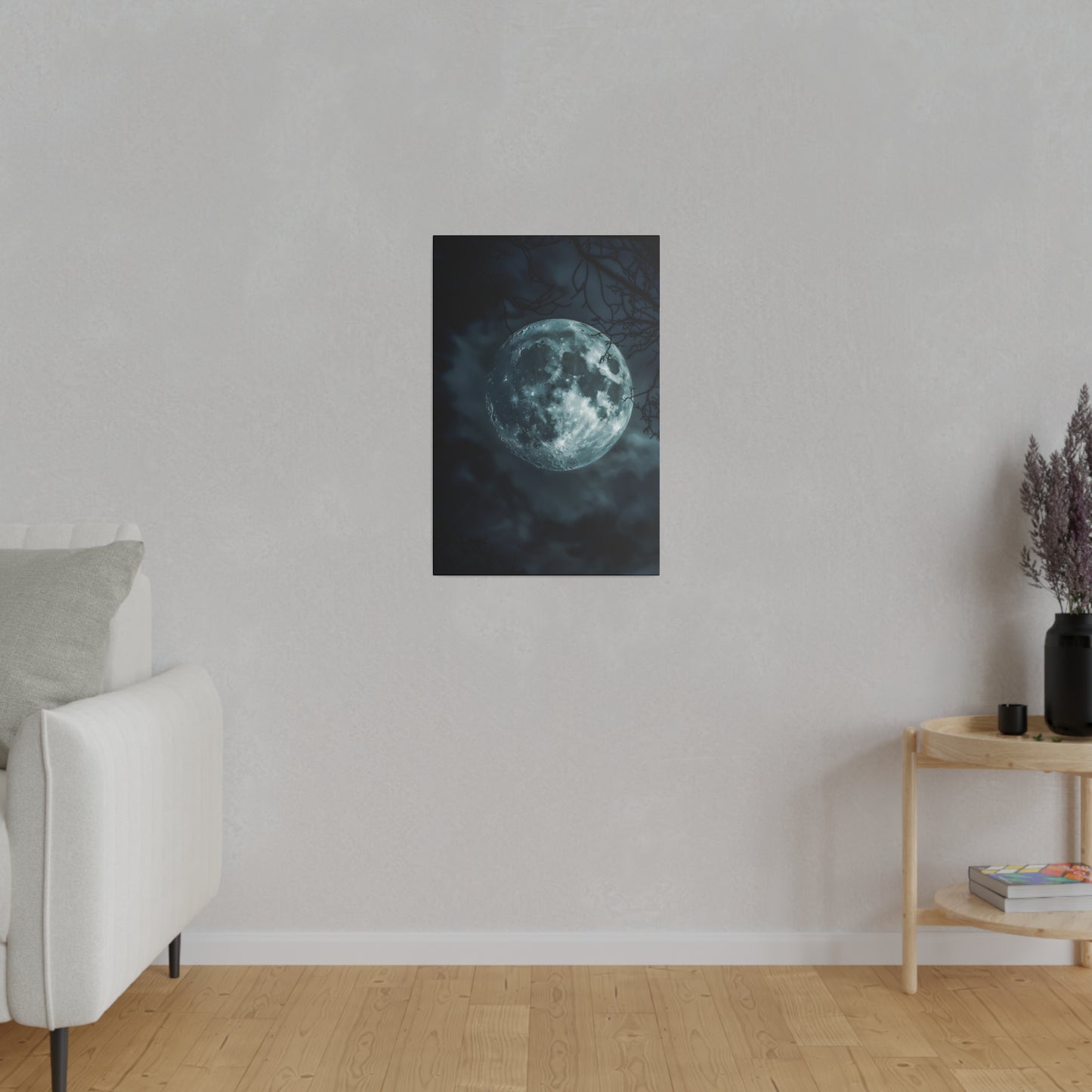 Lunar Whisper: Midnight Moon Canvas Art