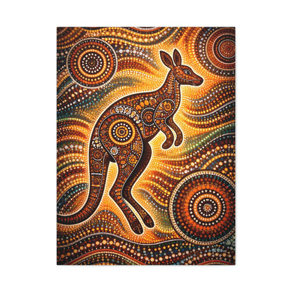 Kangaroo Aboriginal Dot Art Canvas Print – Warm Boho Wall Decor Canvas image 12