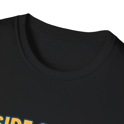 Product detail image showing the Side Quest Collector print placement on the tee