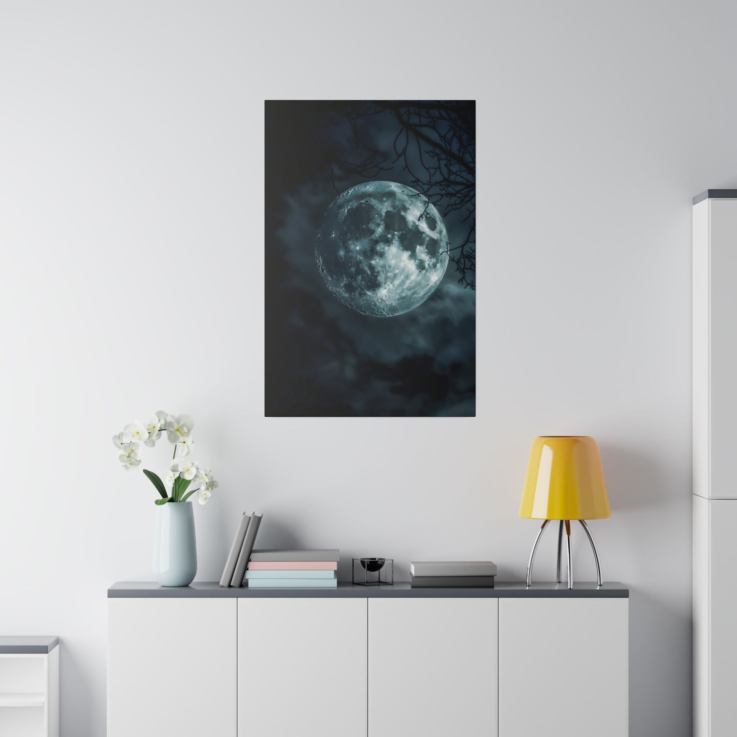 Lunar Whisper: Midnight Moon Canvas Art