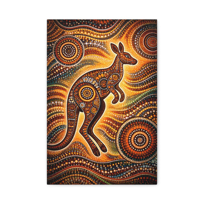Kangaroo Aboriginal Dot Art Canvas Print – Warm Boho Wall Decor Canvas image 6