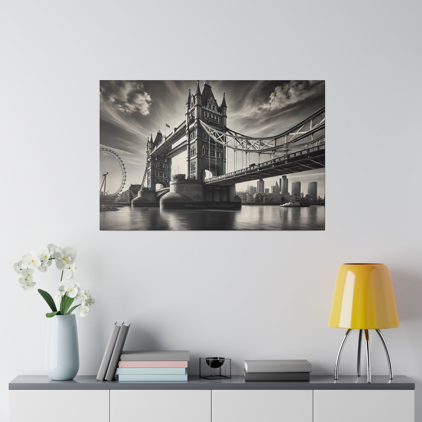 Black and White 4K Canvas: Hyper-Realistic London Bridge