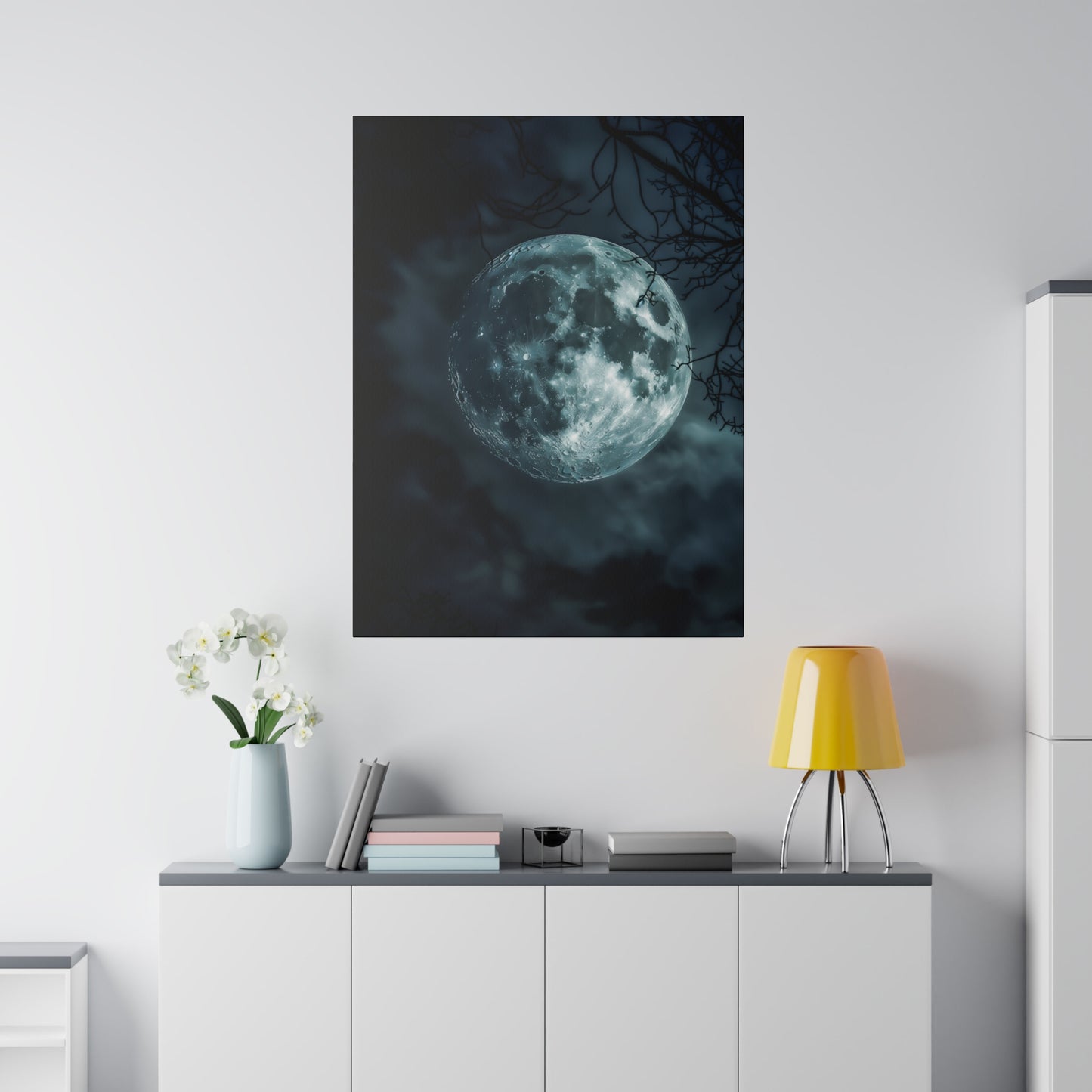 Lunar Whisper: Midnight Moon Canvas Art