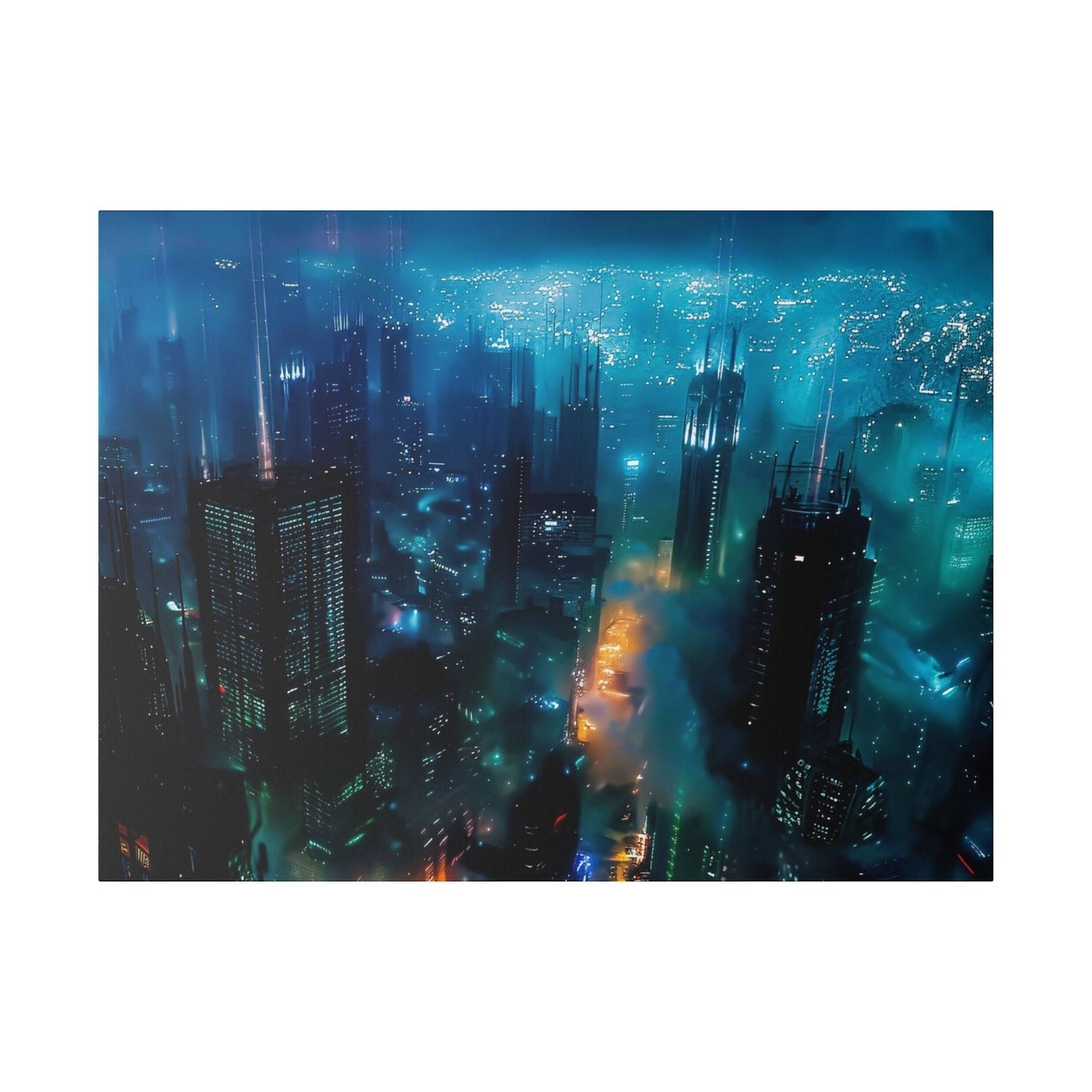 Neon Dreams: Futuristic Cityscape Canvas Art