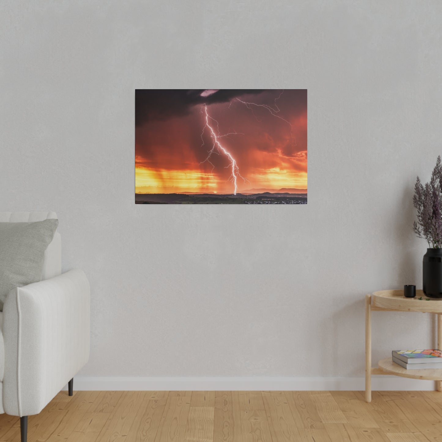 Electrifying Sunset Storm Abstract Art Canvas Wall Art