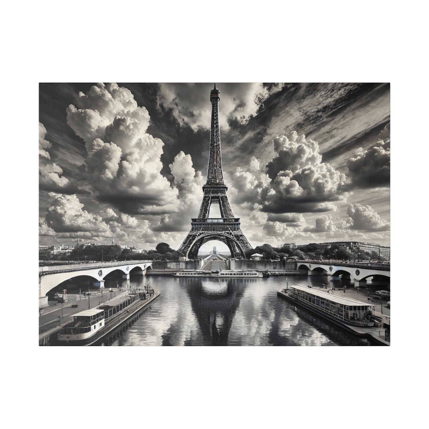 Monochrome Eiffel Tower Canvas with Black and White Surroundings