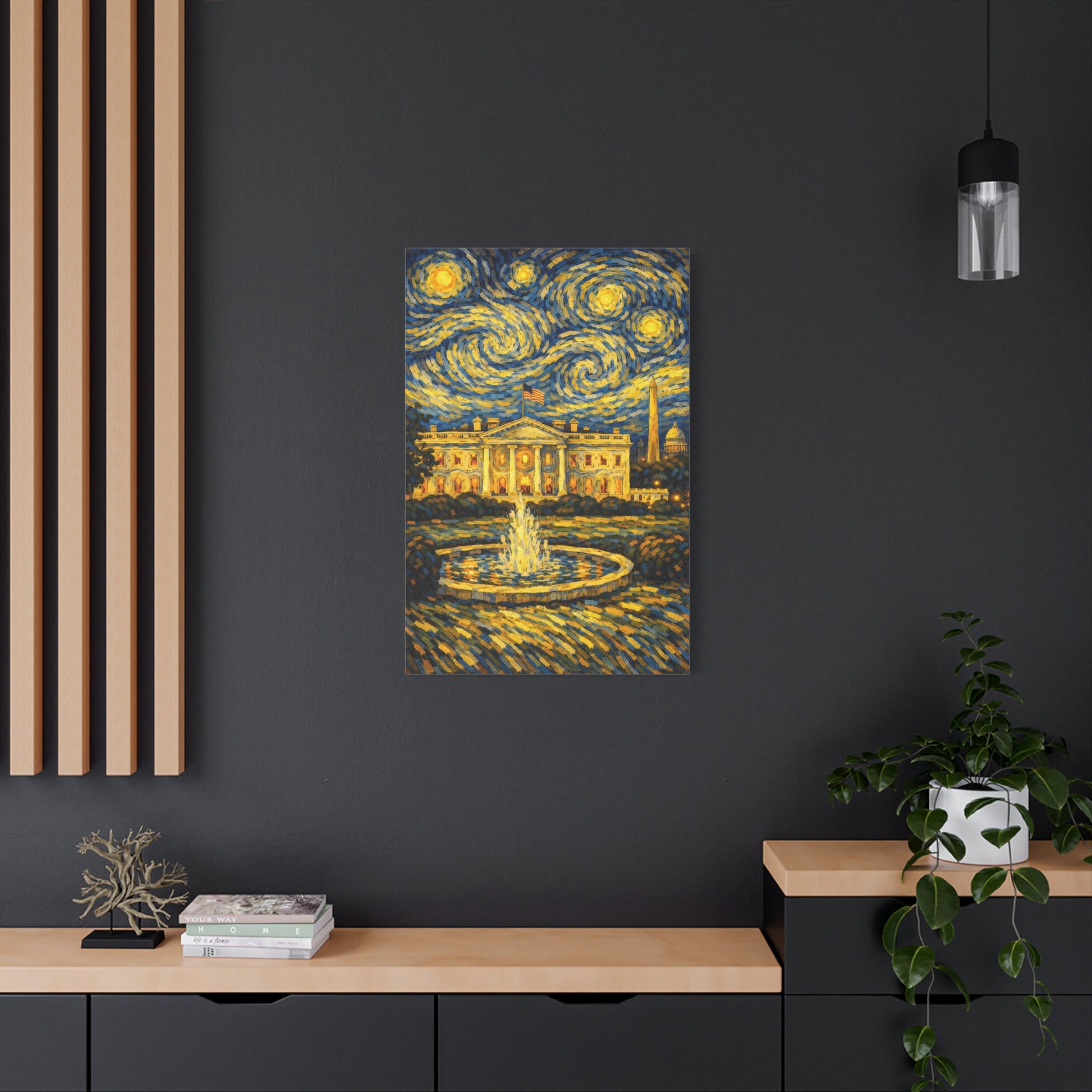 The White House Beneath a Starry Sky – Van Gogh Inspired Canvas Print in Van Gogh style canvas art, product image 59 of 68