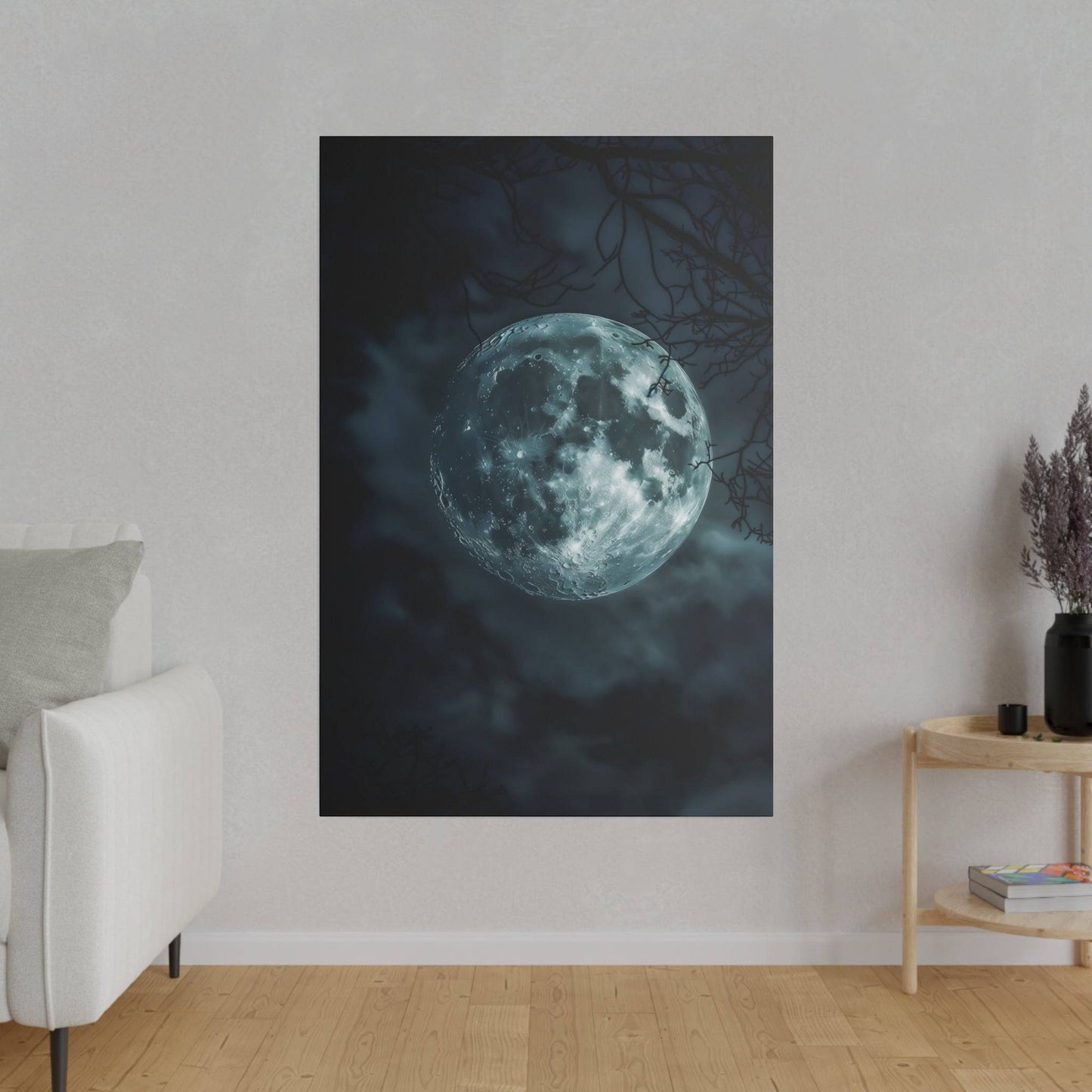 Lunar Whisper: Midnight Moon Canvas Art