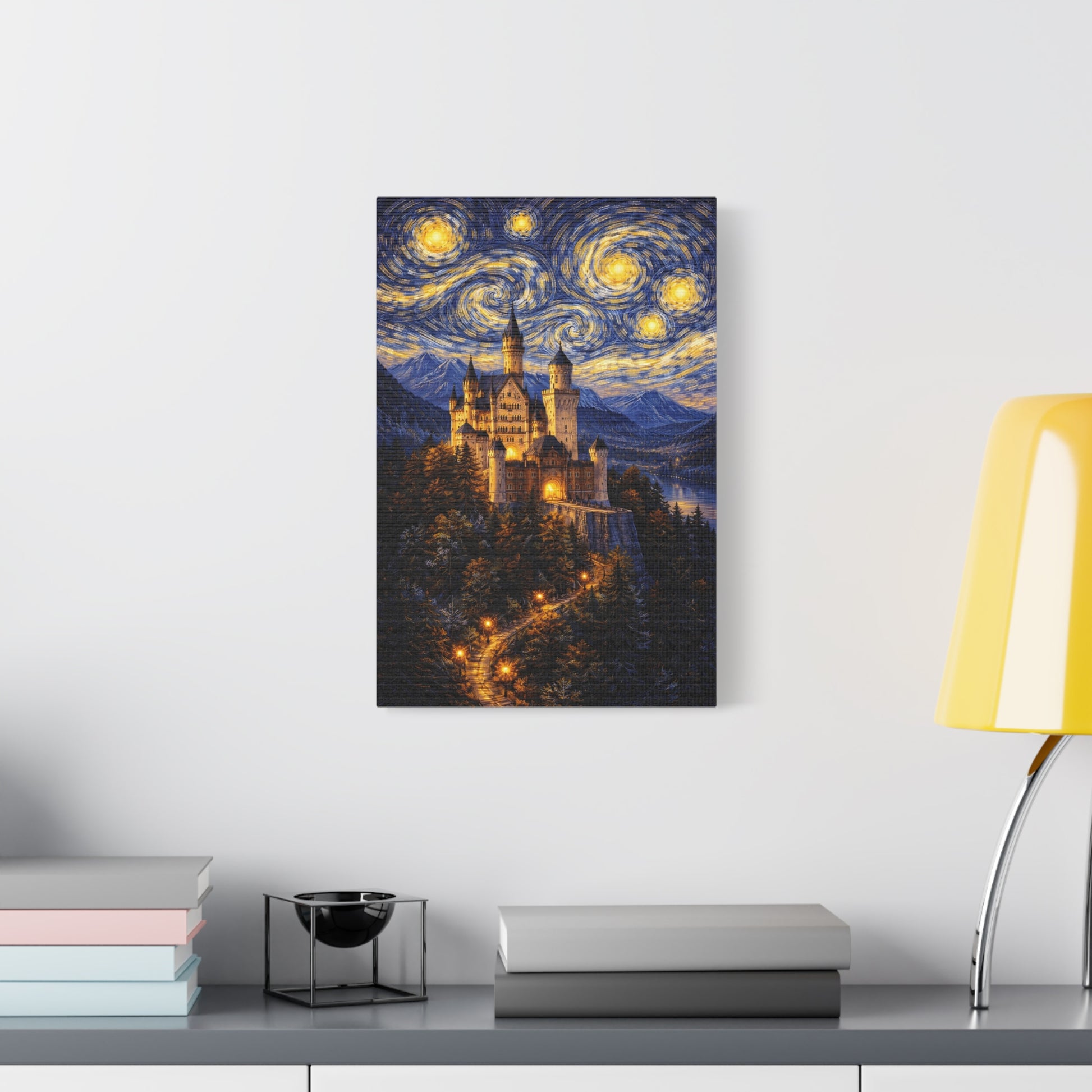 Neuschwanstein Castle Under a Starry Sky – Van Gogh Inspired canvas wall art, product image 28 of 56