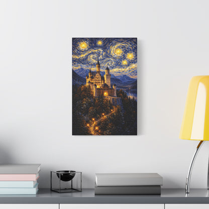 Neuschwanstein Castle Under a Starry Sky – Van Gogh Inspired canvas wall art, product image 28 of 56