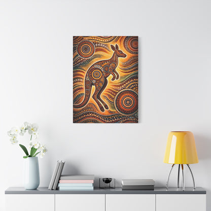 Kangaroo Aboriginal Dot Art Canvas Print – Warm Boho Wall Decor Canvas image 51