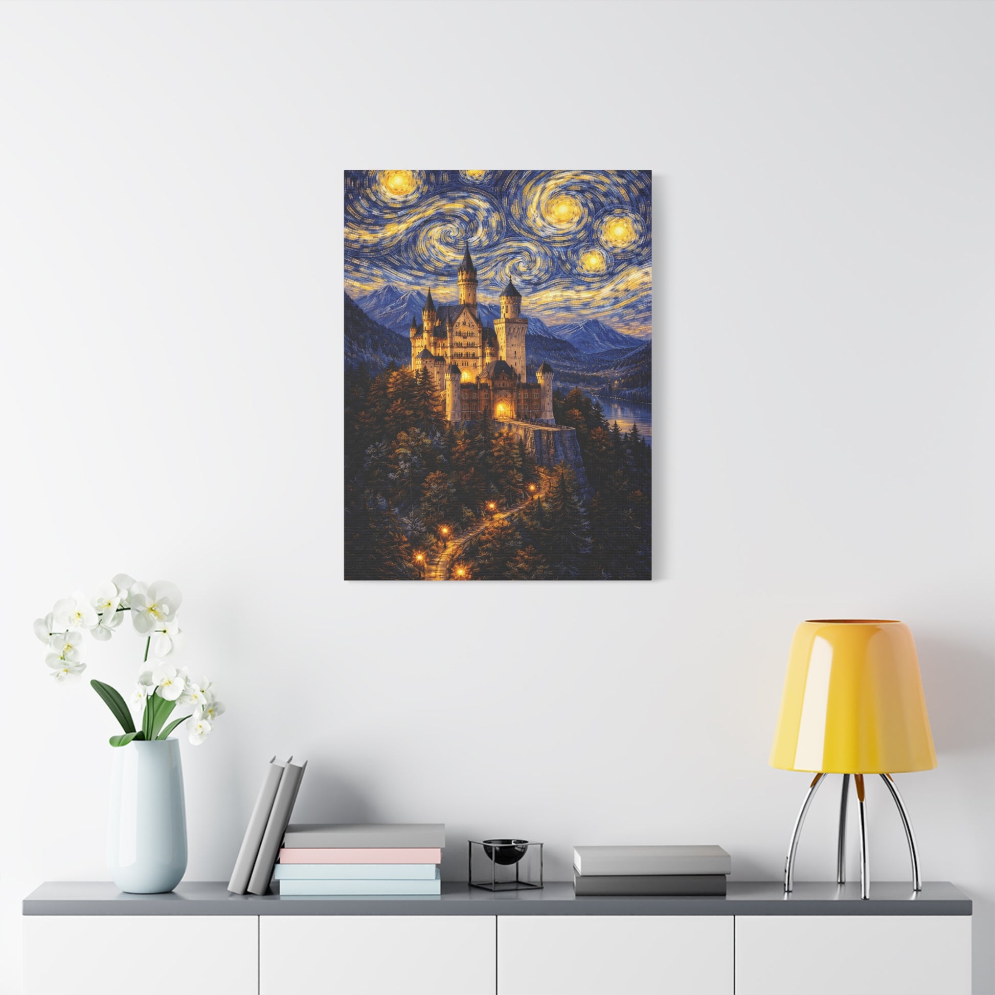 Neuschwanstein Castle Under a Starry Sky – Van Gogh Inspired canvas wall art, product image 46 of 56