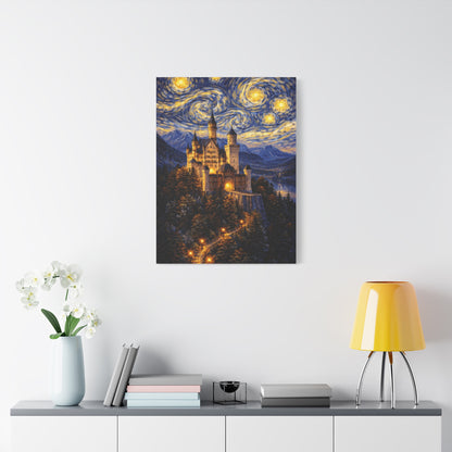 Neuschwanstein Castle Under a Starry Sky – Van Gogh Inspired canvas wall art, product image 46 of 56