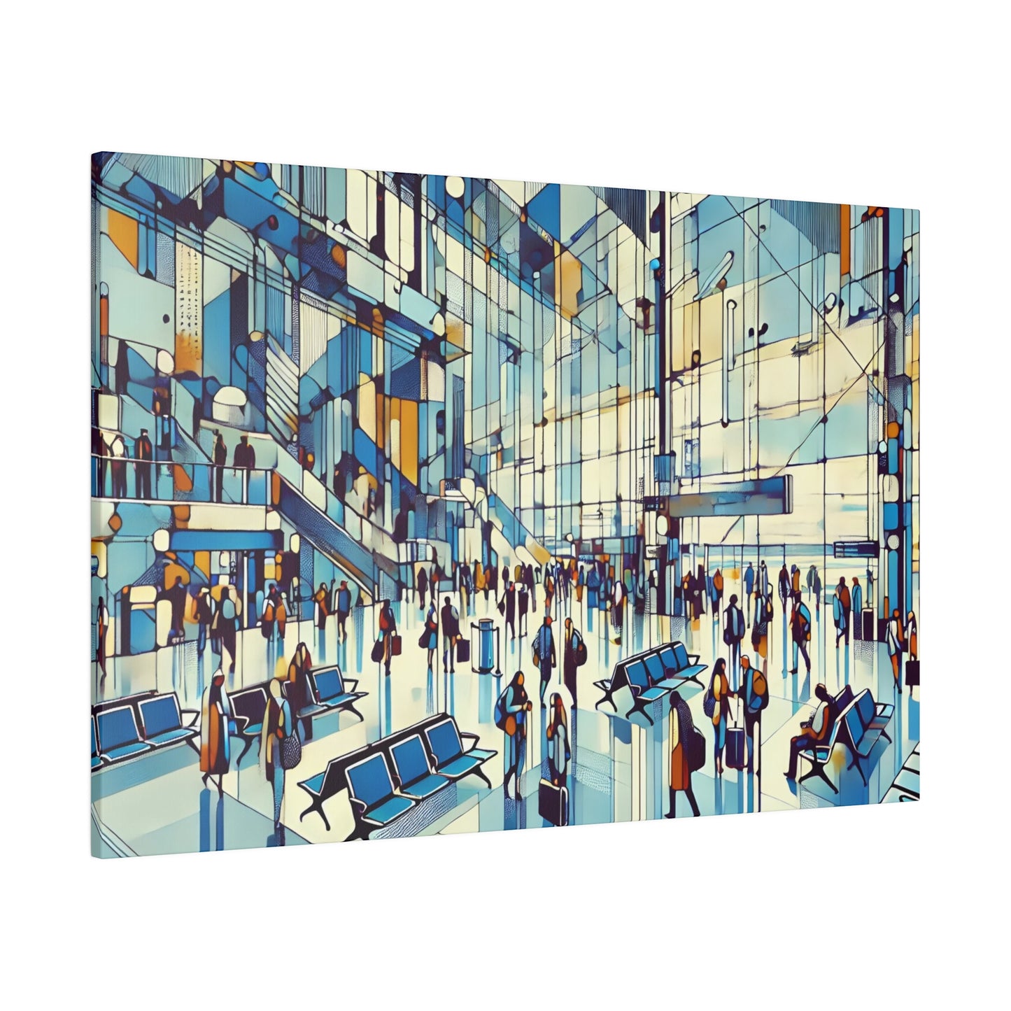 Vibrant Airport Terminal Canvas Art - Abstract Travel Scene