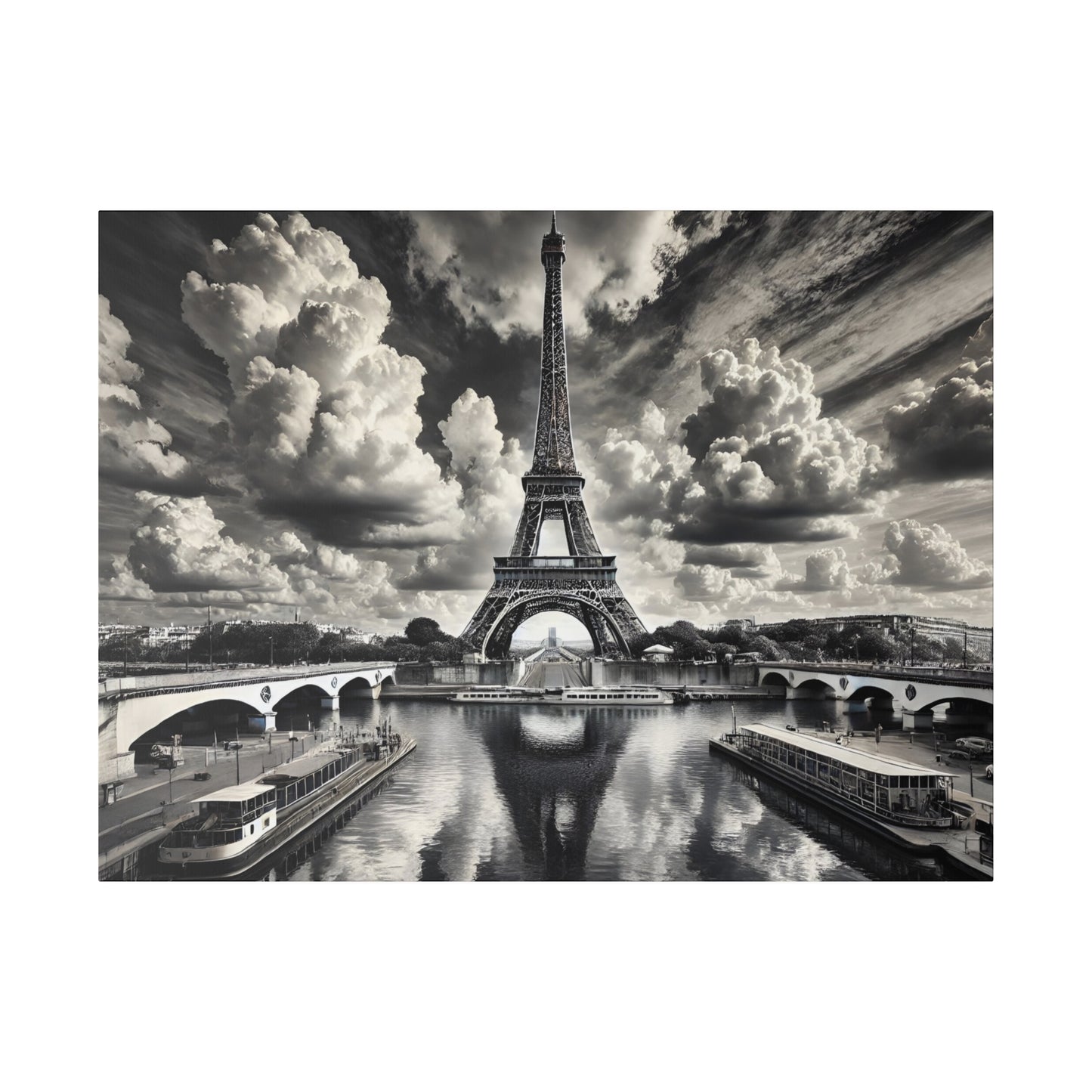 Monochrome Eiffel Tower Canvas with Black and White Surroundings