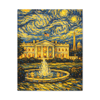 The White House Beneath a Starry Sky – Van Gogh Inspired Canvas Print in Van Gogh style canvas art, product image 7 of 68