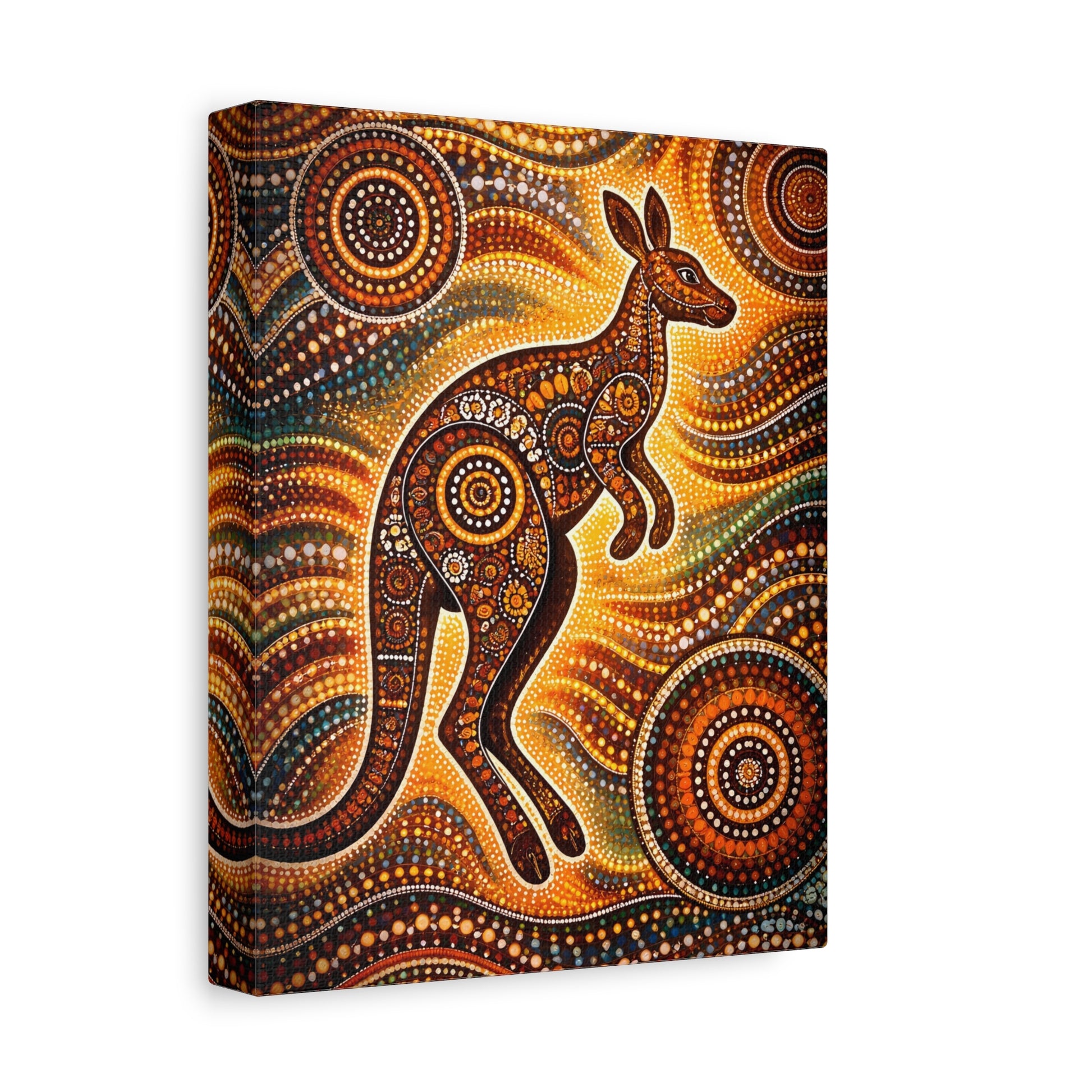 Kangaroo Aboriginal Dot Art Canvas Print – Warm Boho Wall Decor Canvas image 17