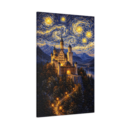 Neuschwanstein Castle Under a Starry Sky – Van Gogh Inspired canvas wall art, product image 51 of 56
