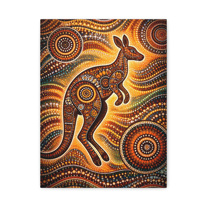 Kangaroo Aboriginal Dot Art Canvas Print – Warm Boho Wall Decor Canvas image 5