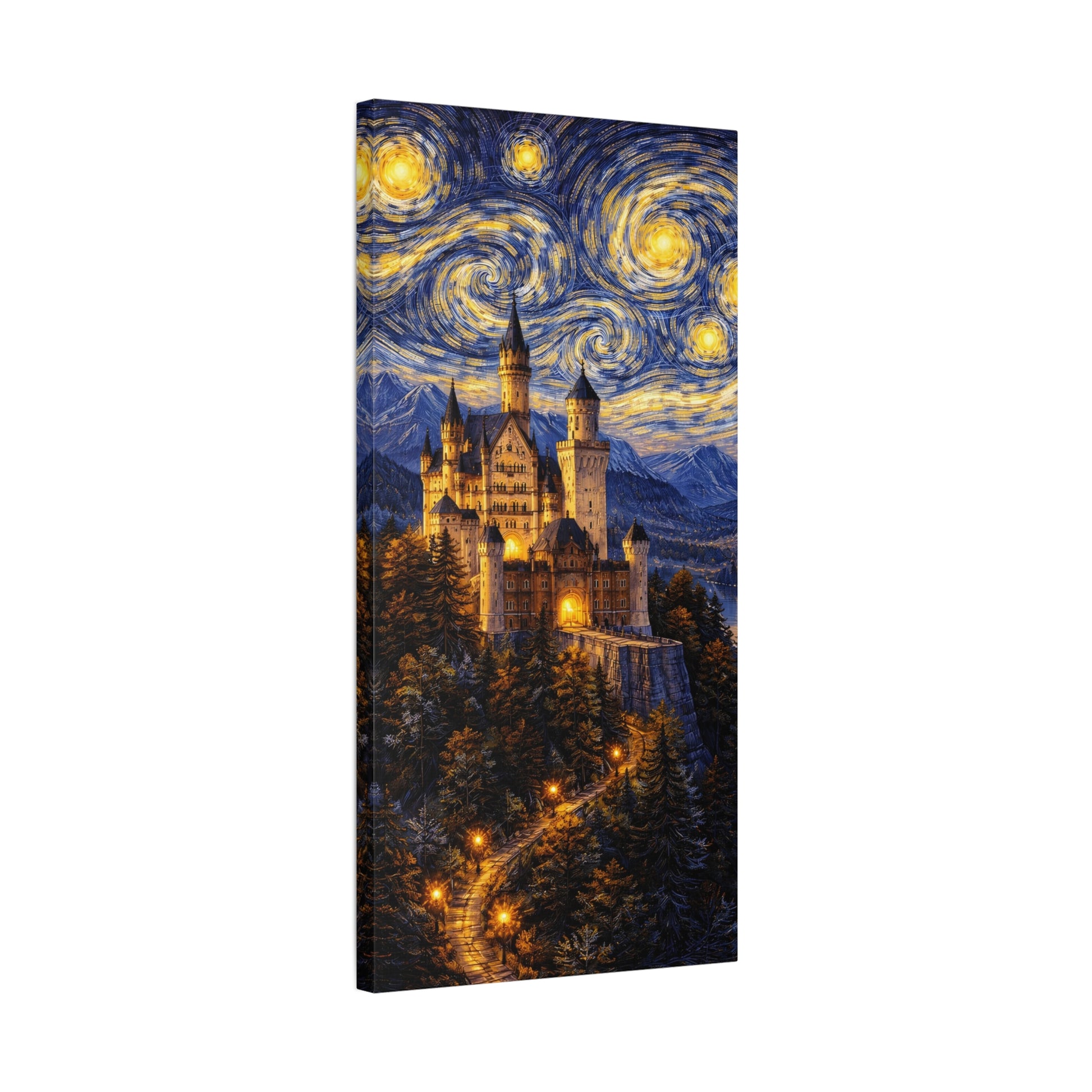 Neuschwanstein Castle Under a Starry Sky – Van Gogh Inspired canvas wall art, product image 30 of 56