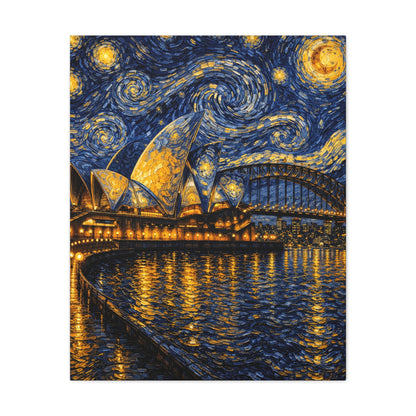 Sydney Opera House in a Starry Dream – Van Gogh Inspired Canvas Print in Van Gogh style canvas art, product image 10 of 60
