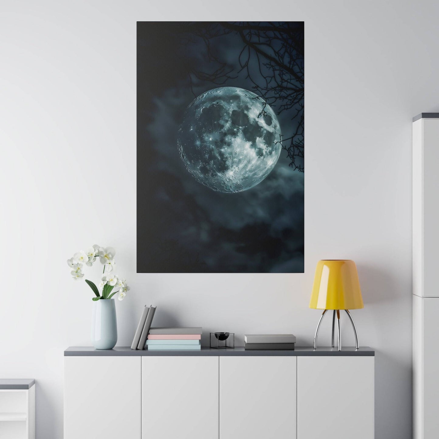 Lunar Whisper: Midnight Moon Canvas Art