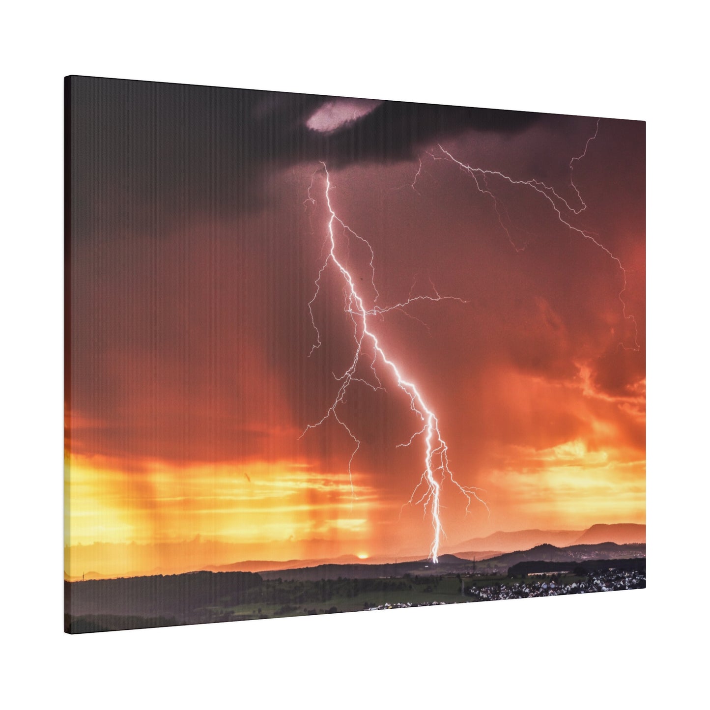 Electrifying Sunset Storm Abstract Art Canvas Wall Art