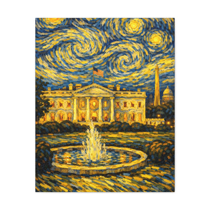 The White House Beneath a Starry Sky – Van Gogh Inspired Canvas Print in Van Gogh style canvas art, product image 12 of 68