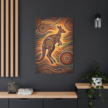 Kangaroo Aboriginal Dot Art Canvas Print – Warm Boho Wall Decor Canvas image 61