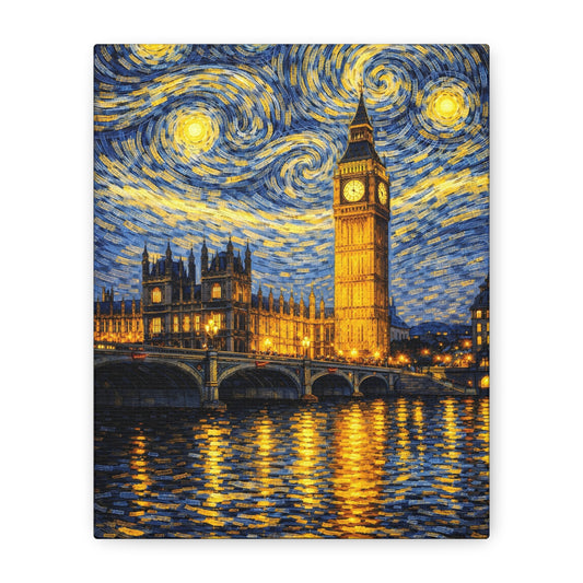 Big Ben Beneath a Starry Sky – Van Gogh Inspired Canvas Print in Van Gogh style canvas art, product image 1 of 64