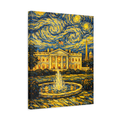 The White House Beneath a Starry Sky – Van Gogh Inspired Canvas Print in Van Gogh style canvas art, product image 36 of 68